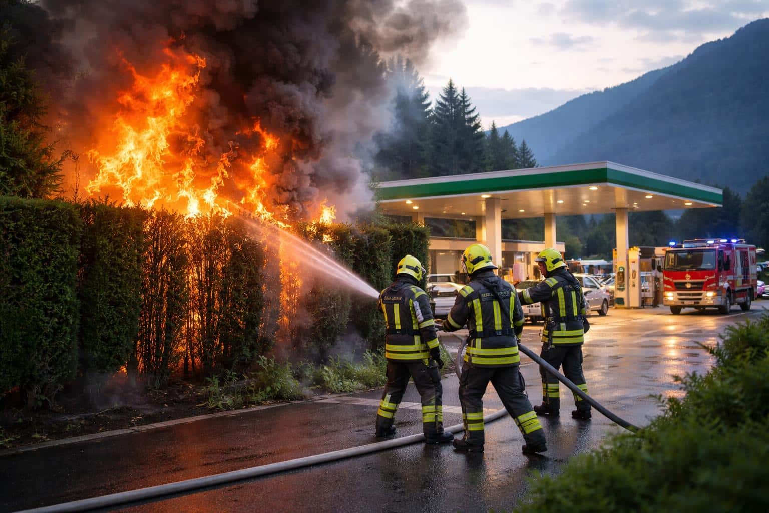 Kärnten: Heckenbrand in unmittelbarer Nachbarschaft zu einer Tankstelle