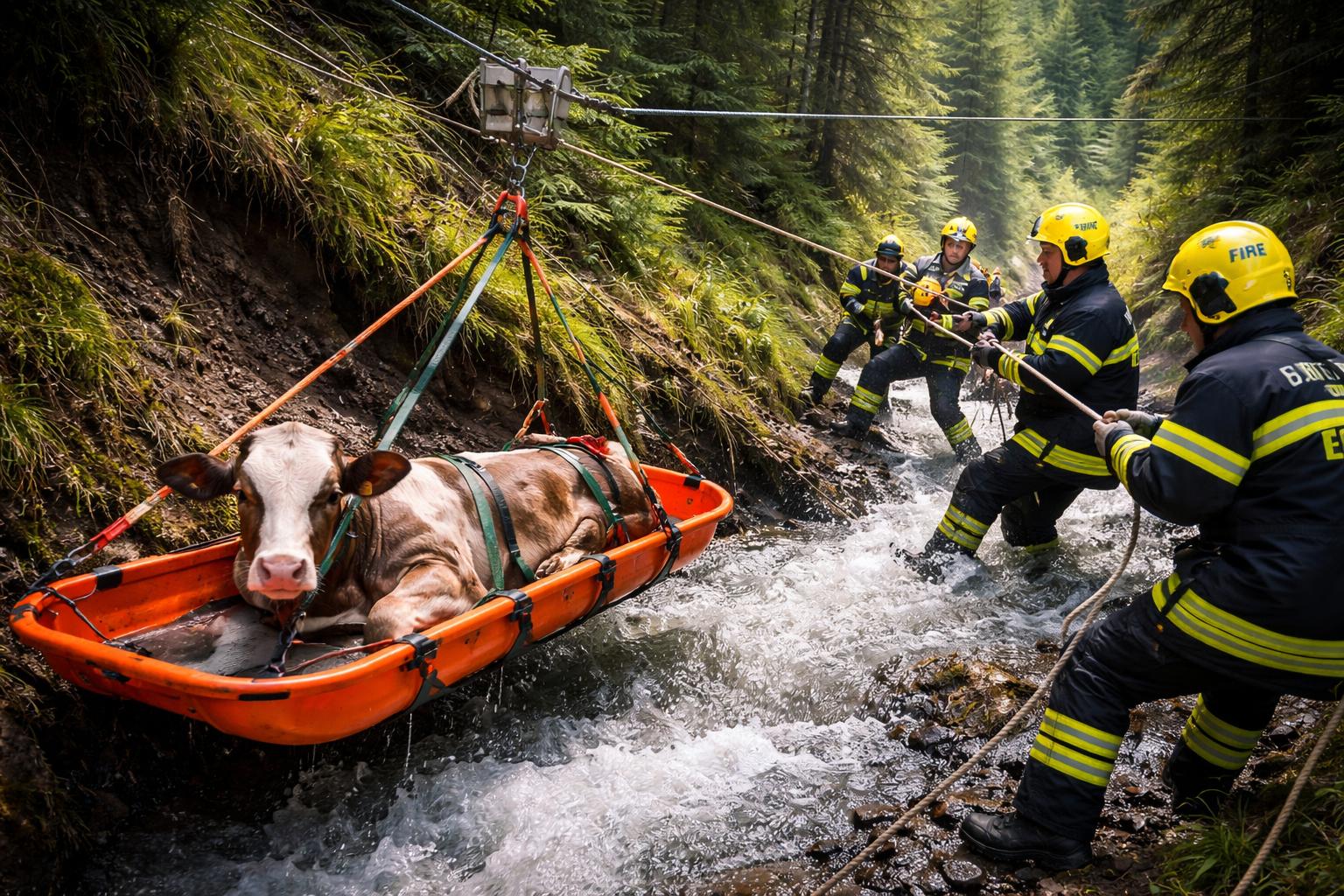 Kalb aus Bach gerettet