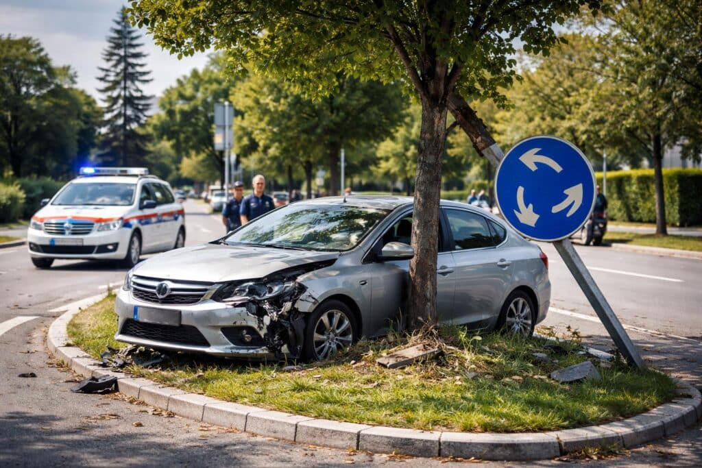 Alkolenker landete auf Verkehrsinsel