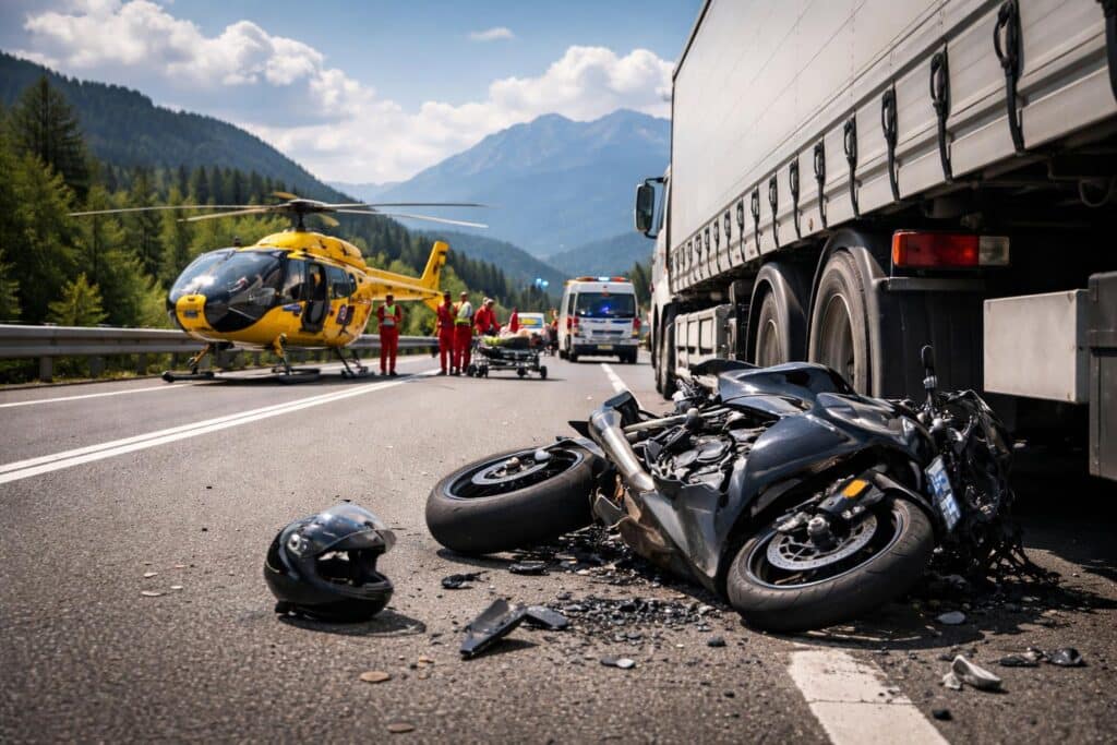 Alkoholisiert mit Motorrad auf Lkw aufgefahren
