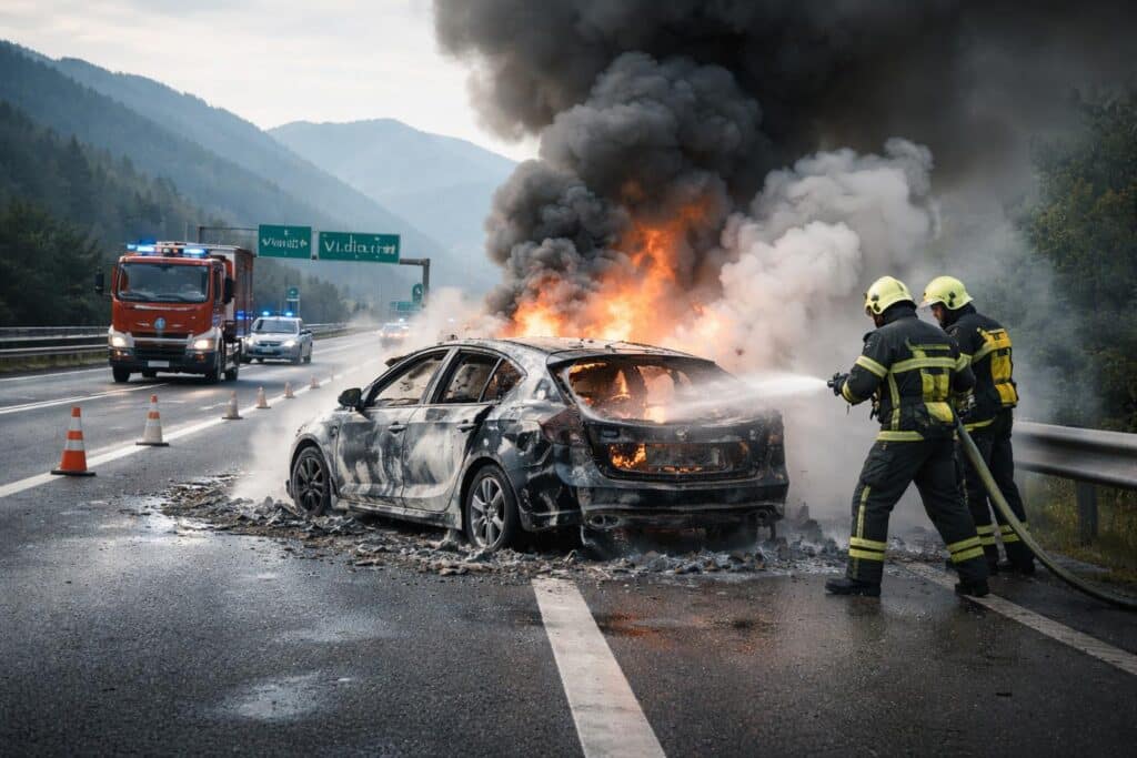 Fahrzeugbrand auf der A10