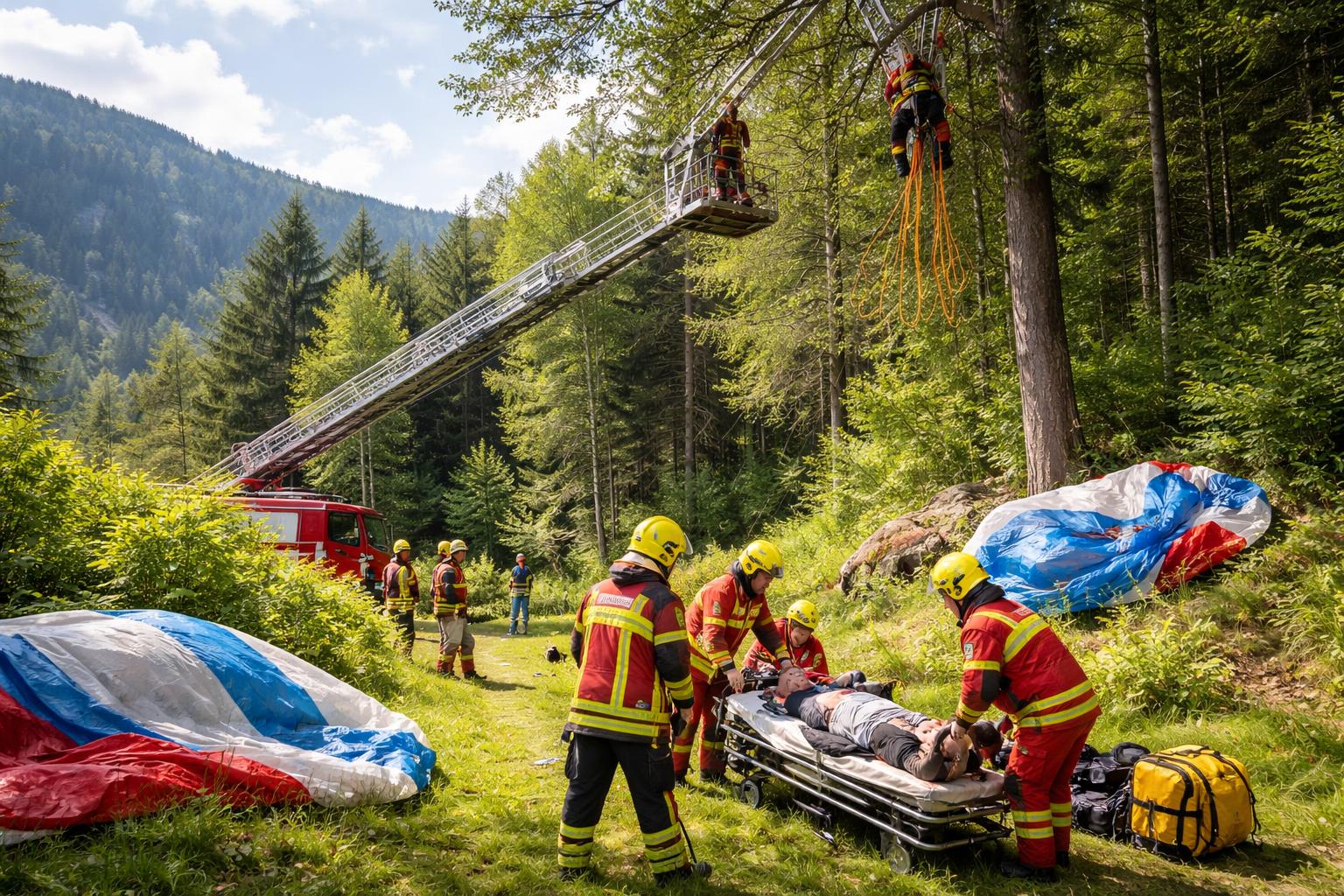 Haimburg: Schwieriger Rettungseinsatz nach Paragleiterabsturz