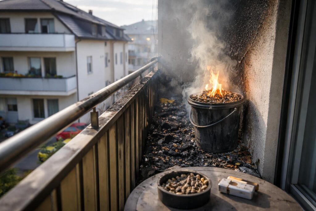 Rauchwarenreste lösten Balkonbrand aus