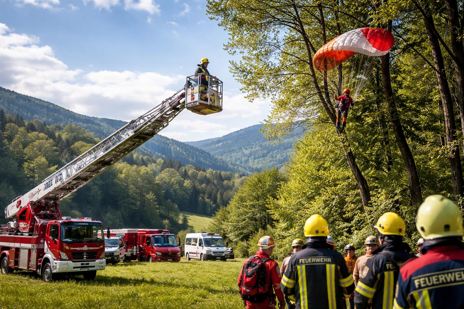 Paragleiterzwischenfall in Haimburg: Zwei Personen unverletzt geborgen