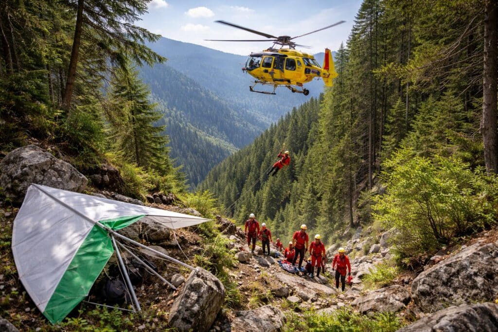 Schwerer Hängegleiter-Unfall auf der Emberger Alm