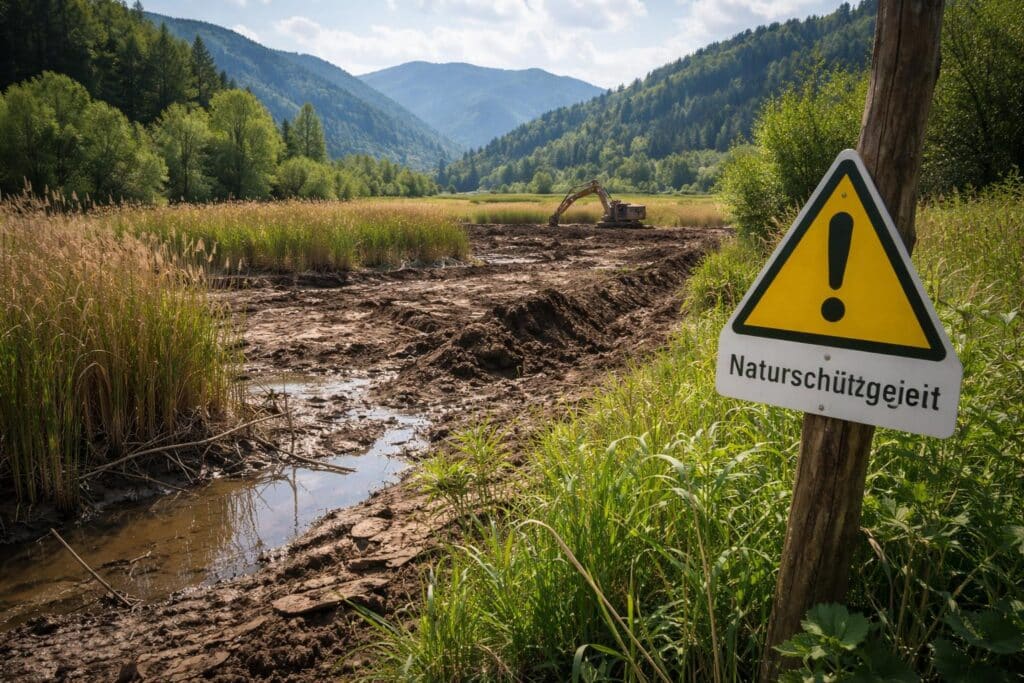 Feuchtgebiet ohne Genehmigung verändert