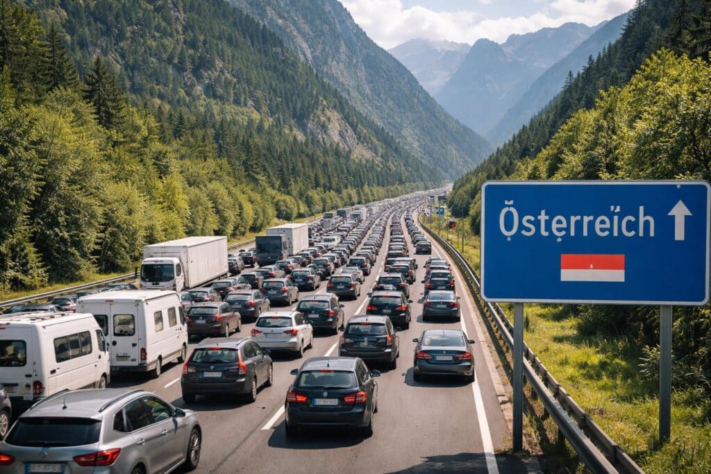 Rückreiseverkehr Richtung Österreich: Kilometerlanger Stau im Kanaltal
