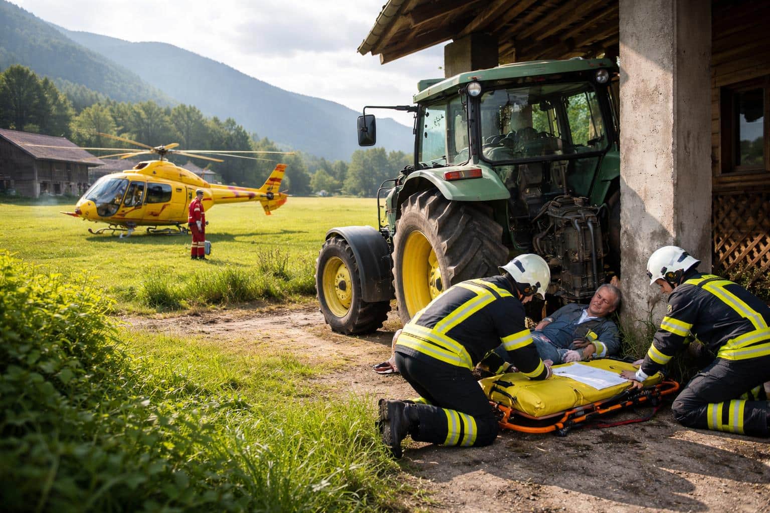 Schwer verletzt: Landwirt in Kärnten von Traktor gegen Säule gedrückt