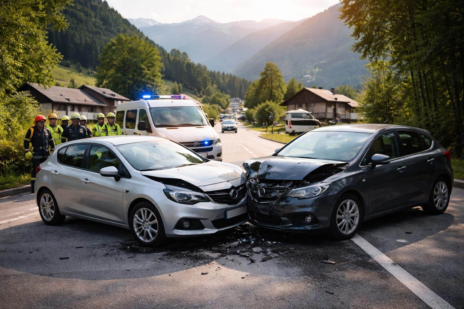 Zwei Autos beim Abbiegen kollidiert