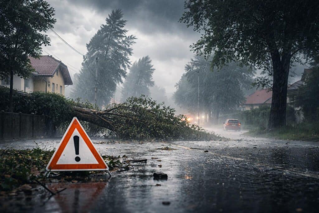 Heftiges Unwetter mit Regen und Sturm