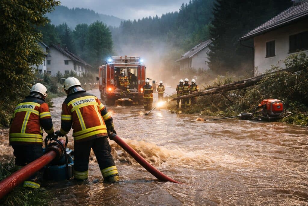 Unwetter im Bezirk Völkermarkt: Feuerwehren standen stundenlang im Einsatz