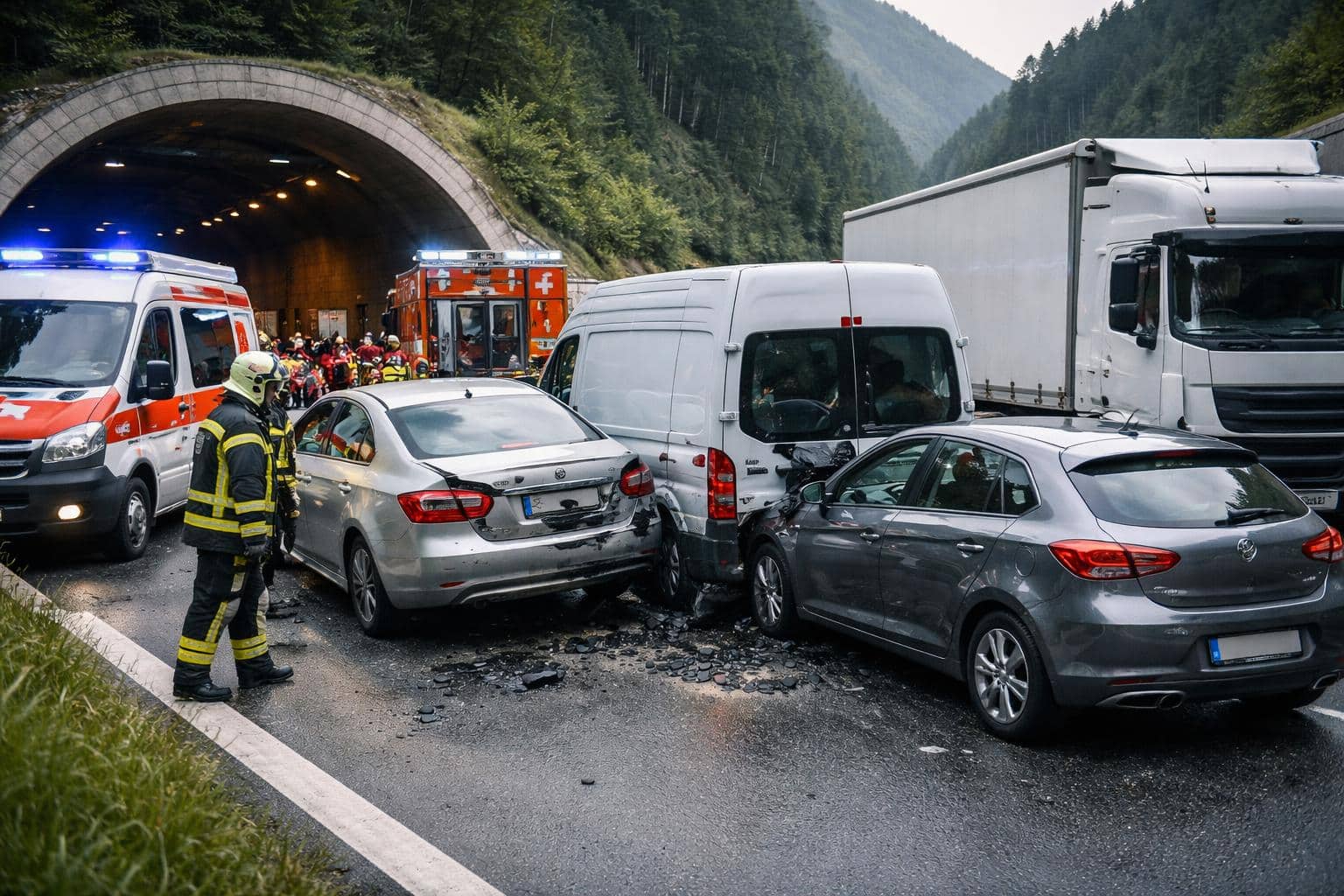 Auffahrunfall mit vier Fahrzeugen
