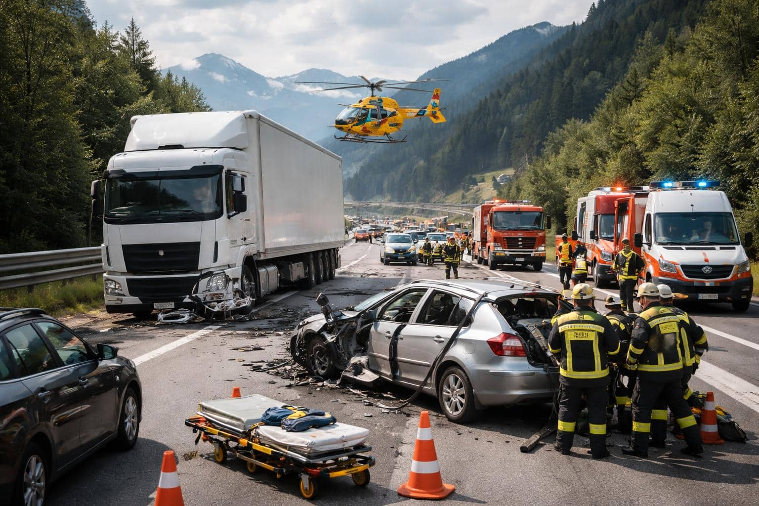 Führerloser Lkw: Fünf Verletzte nach Unfall auf Kärntner Autobahn