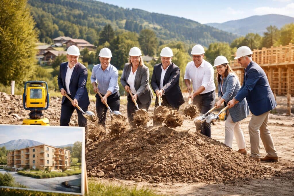 Spatenstich für 44 Holzbau Wohnungen