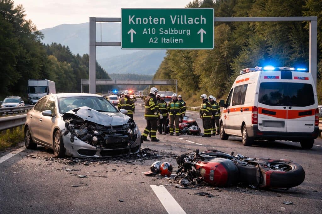Schwerverletzte nach Geisterfahrerunfall beim Knoten Villach