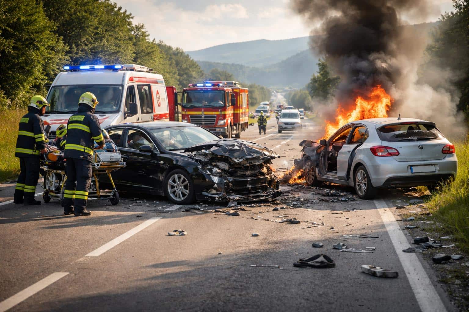 Drei teils Schwerverletzte nach Frontalzusammenstoß auf der B80