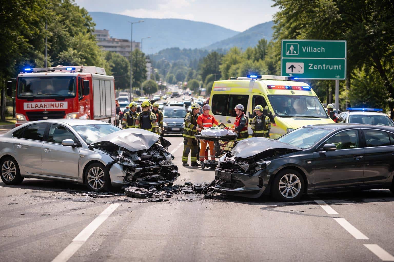 Schwerer Verkehrsunfall am Südring in Klagenfurt