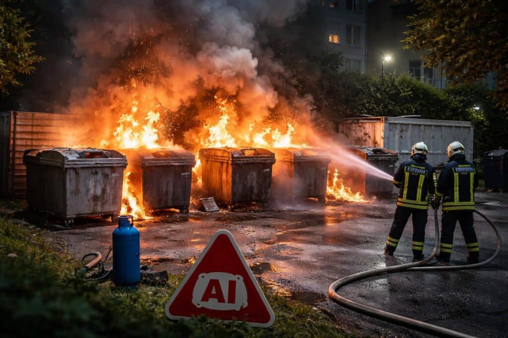 Zehn Mülltonnen in Brand geraten