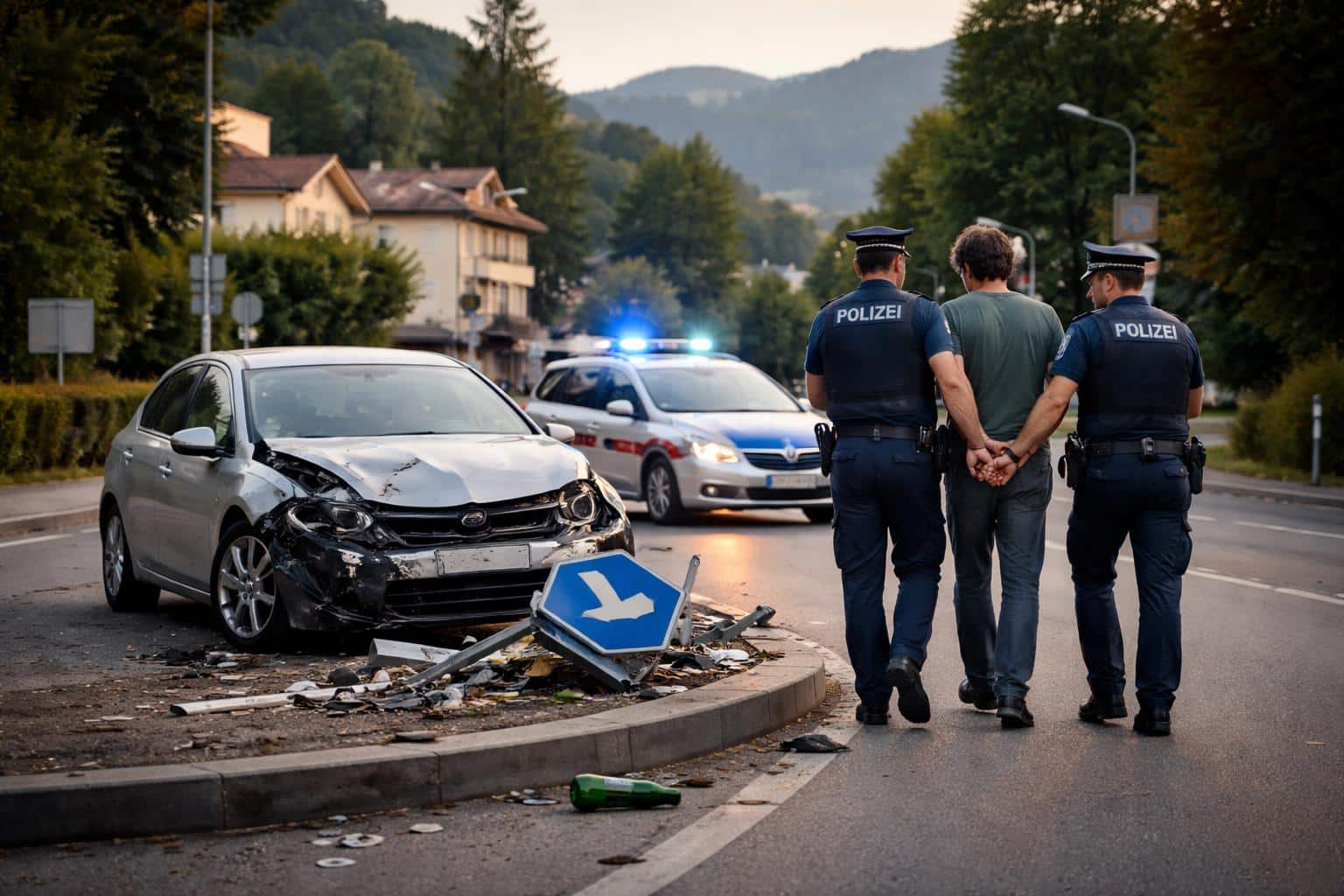Verkehrsunfall mit Sachschaden, Alkoholisierung und Festnahme im Bezirk Spittal/Drau