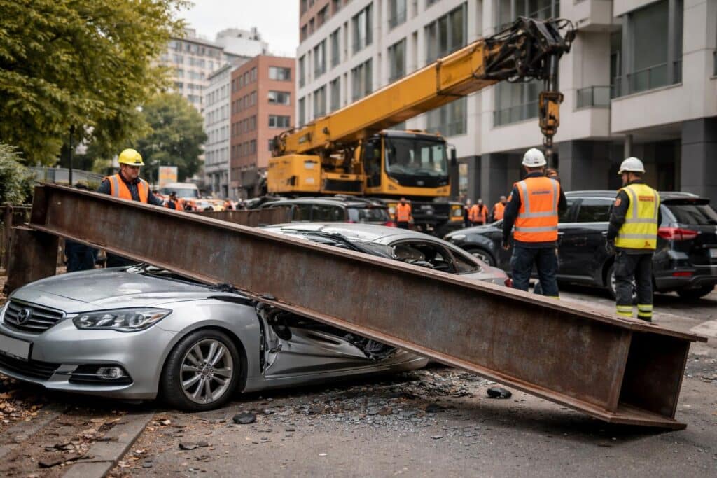 Stahlträger stürzte auf Autos: Geldbuße für Mitarbeiter der Stadt