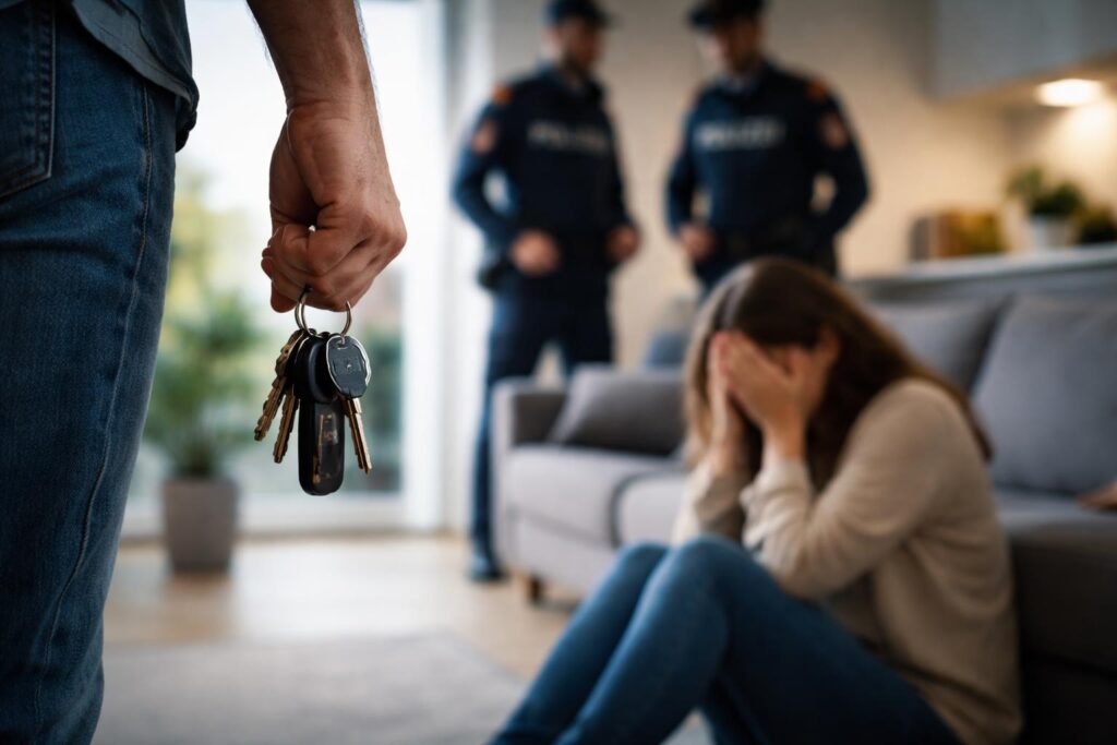 Frau mit Schlüsselbund geschlagen