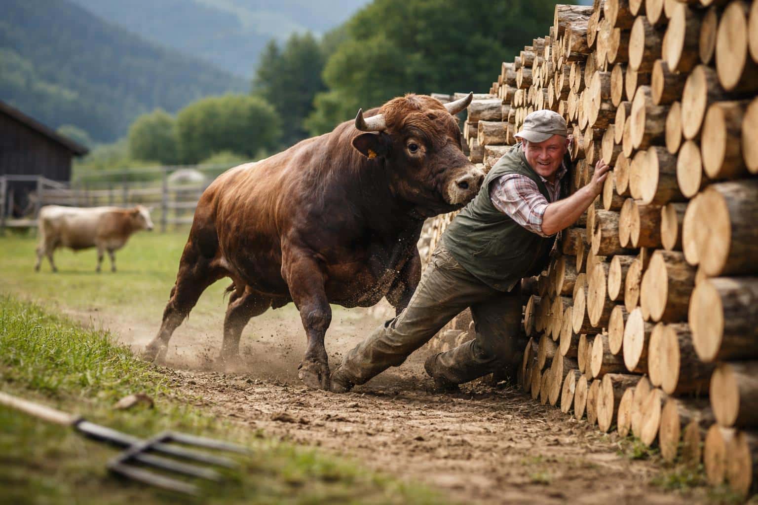 Schwer verletzt: Kärntner von Stier attackiert und mehfach gegen Holzstapel gedrückt