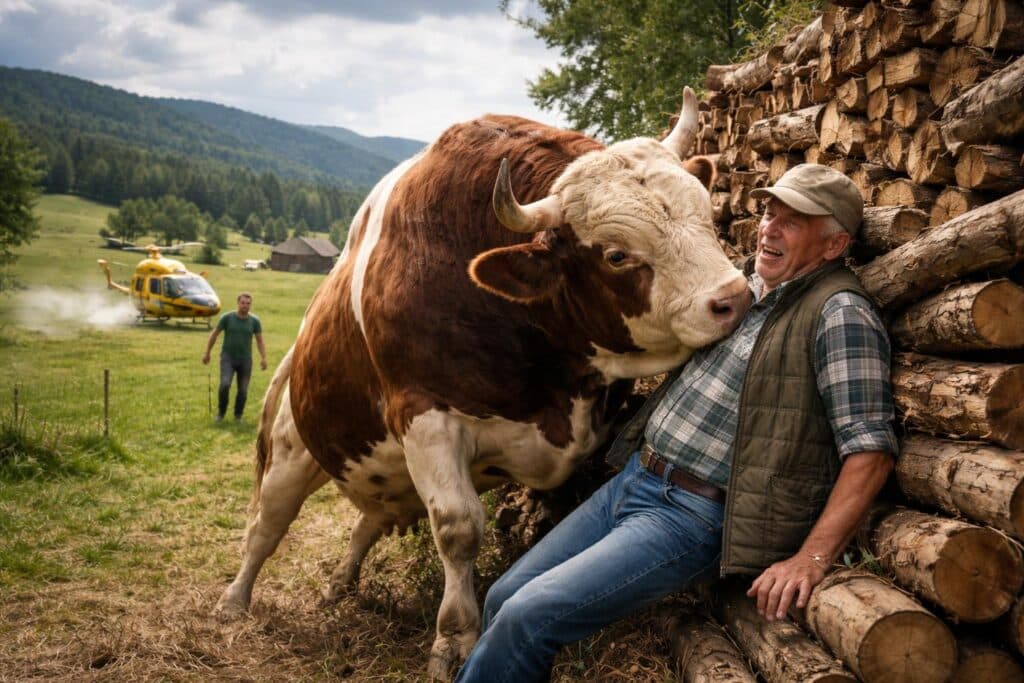 Stier attackierte Mann auf Weide in Griffen