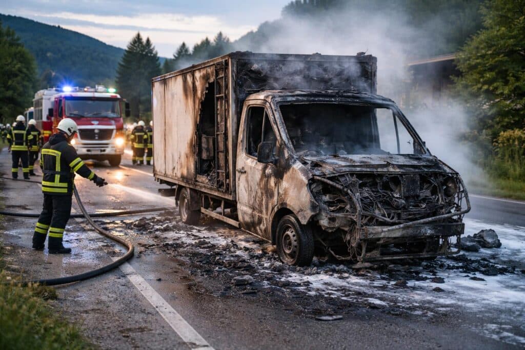 Klein-Lkw brannte komplett aus