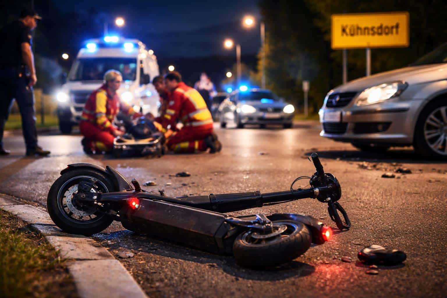 E‑Scooter-Fahrer bei Kollision in Kühnsdorf verletzt