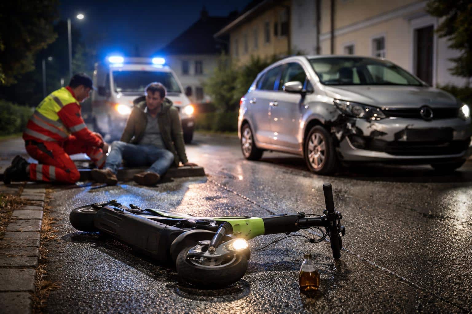 Betrunkener E-Scooter-Fahrer kollidiert mit Auto in Kühnsdorf