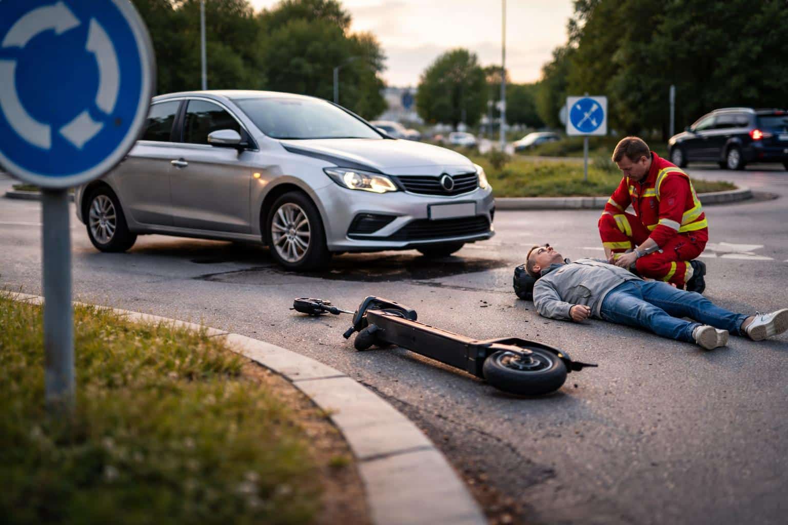 E-Scooter-Fahrer von Auto erfasst