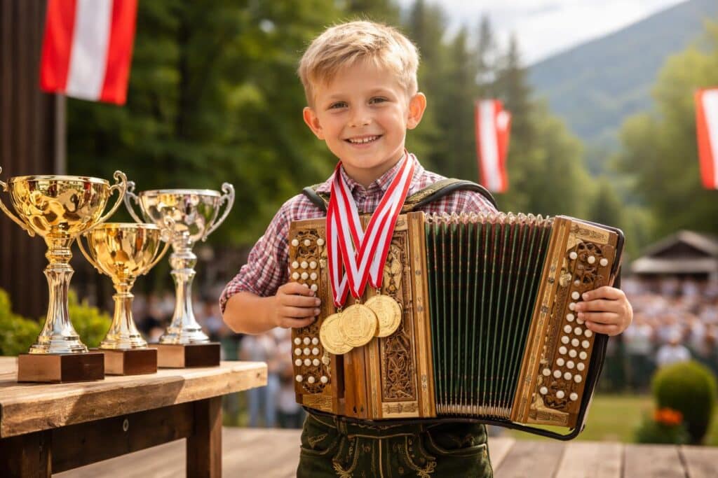 Achtjähriger ist vierfacher Staatsmeister auf der Steirischen Harmonika