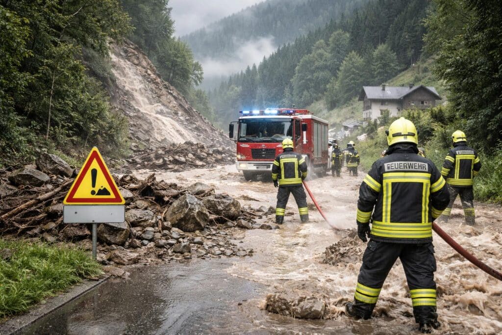 Feuerwehreinsätze: Murenabgänge und Überflutungen in Kärnten