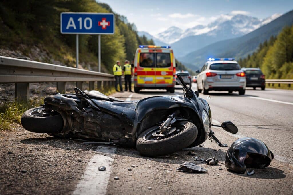 Motorroller auf A10 gestürzt