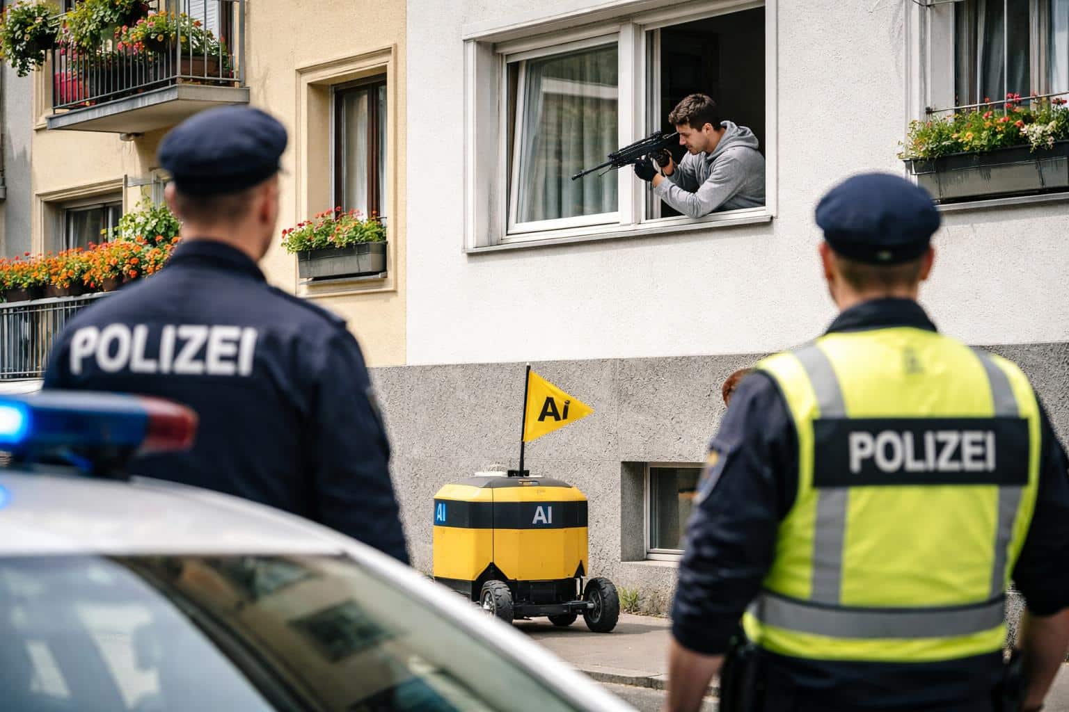 Mann schoss aus Wohnungsfenster