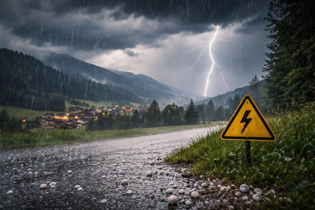 Regen, Gewitter und kleiner Hagel