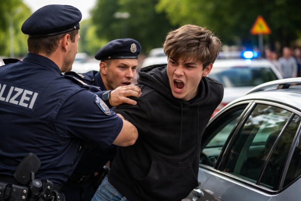Festnahme: Jugendlicher rastet im Auto der Mutter völlig aus