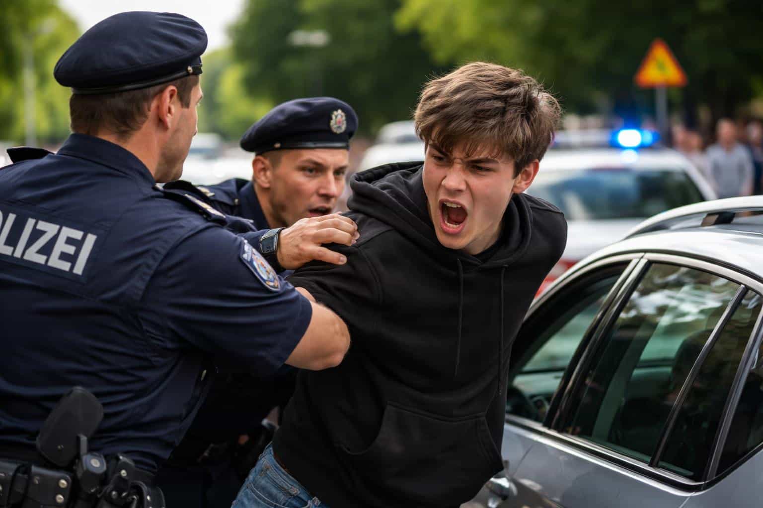 Festnahme: Jugendlicher rastet im Auto der Mutter völlig aus