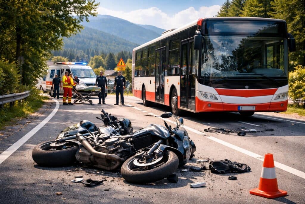 Motorrad gegen Bus: Schwerverletzter
