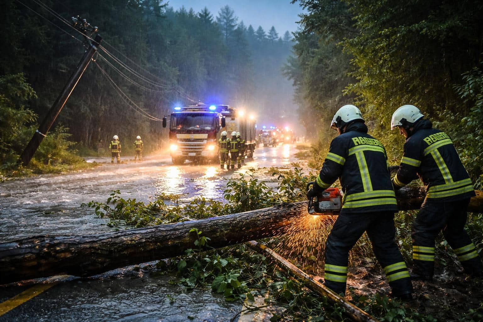 Überflutungen und umgestürzte Bäume: Feuerwehren im Dauereinsatz