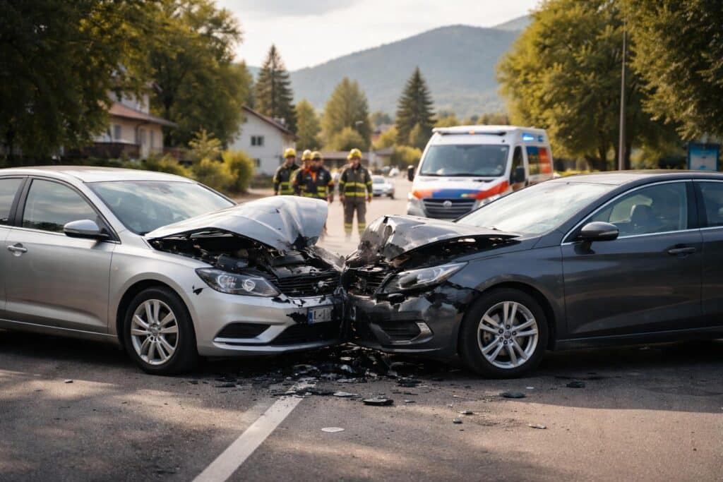 Zwei Autos frontal zusammengestoßen