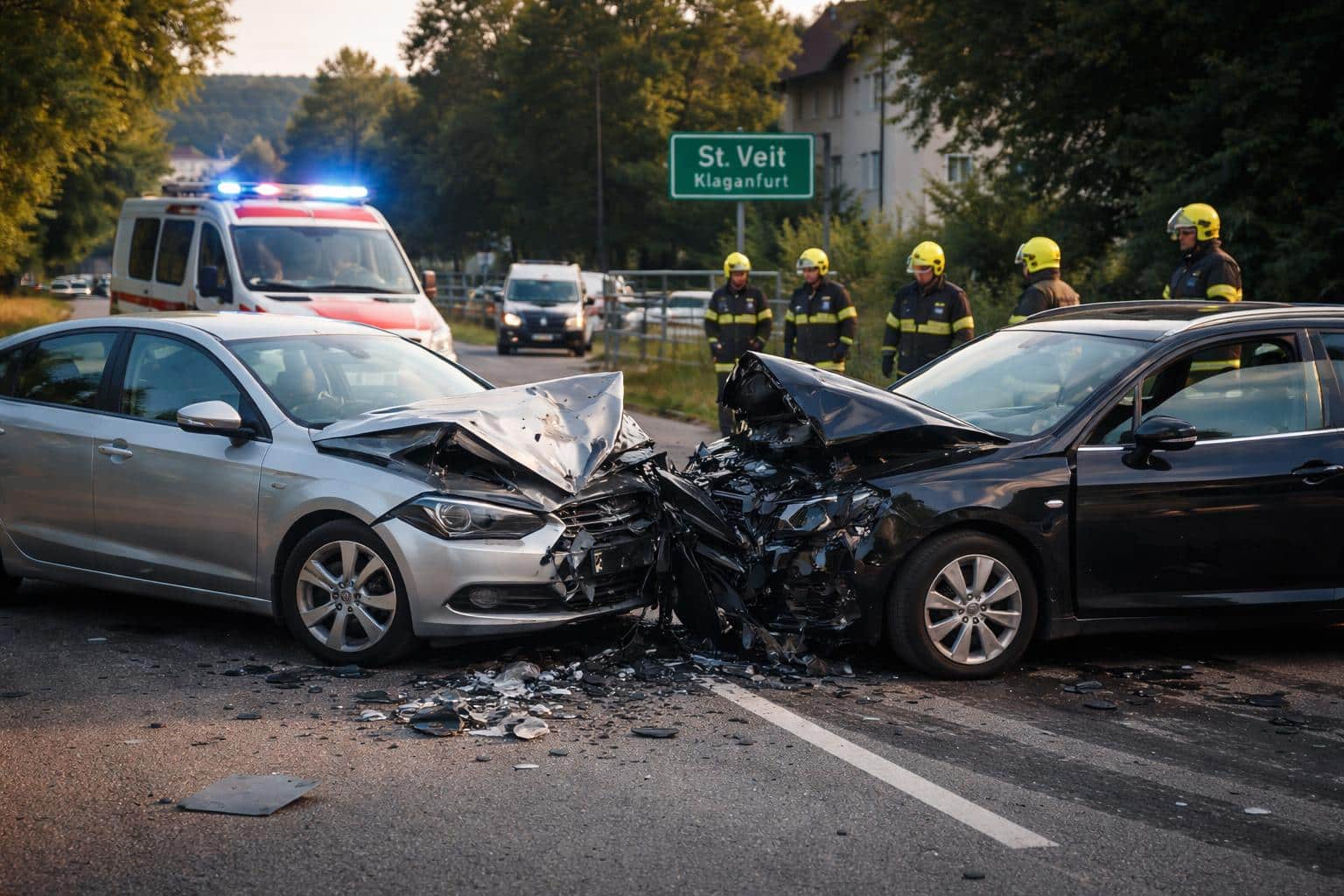 Frontalzusammenstoß nach Ausweichmanöver in Klagenfurt