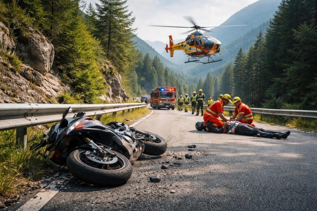 Motorradlenker bewusstlos liegen geblieben
