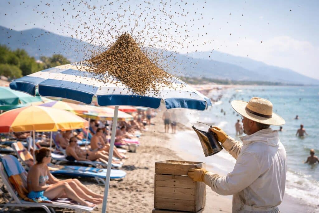 Aufregung an der Adria: Bienenschwarm landete am Strand
