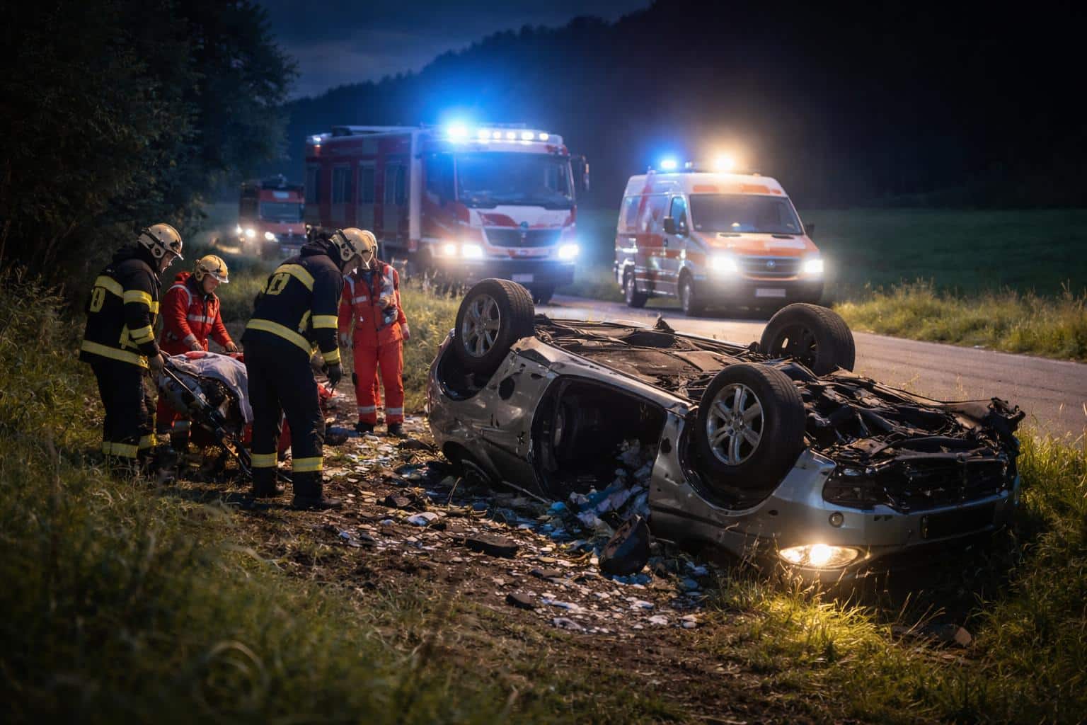 Um 3 in der Nacht: Fünf junge Menschen bei Überschlag mit Pkw verletzt