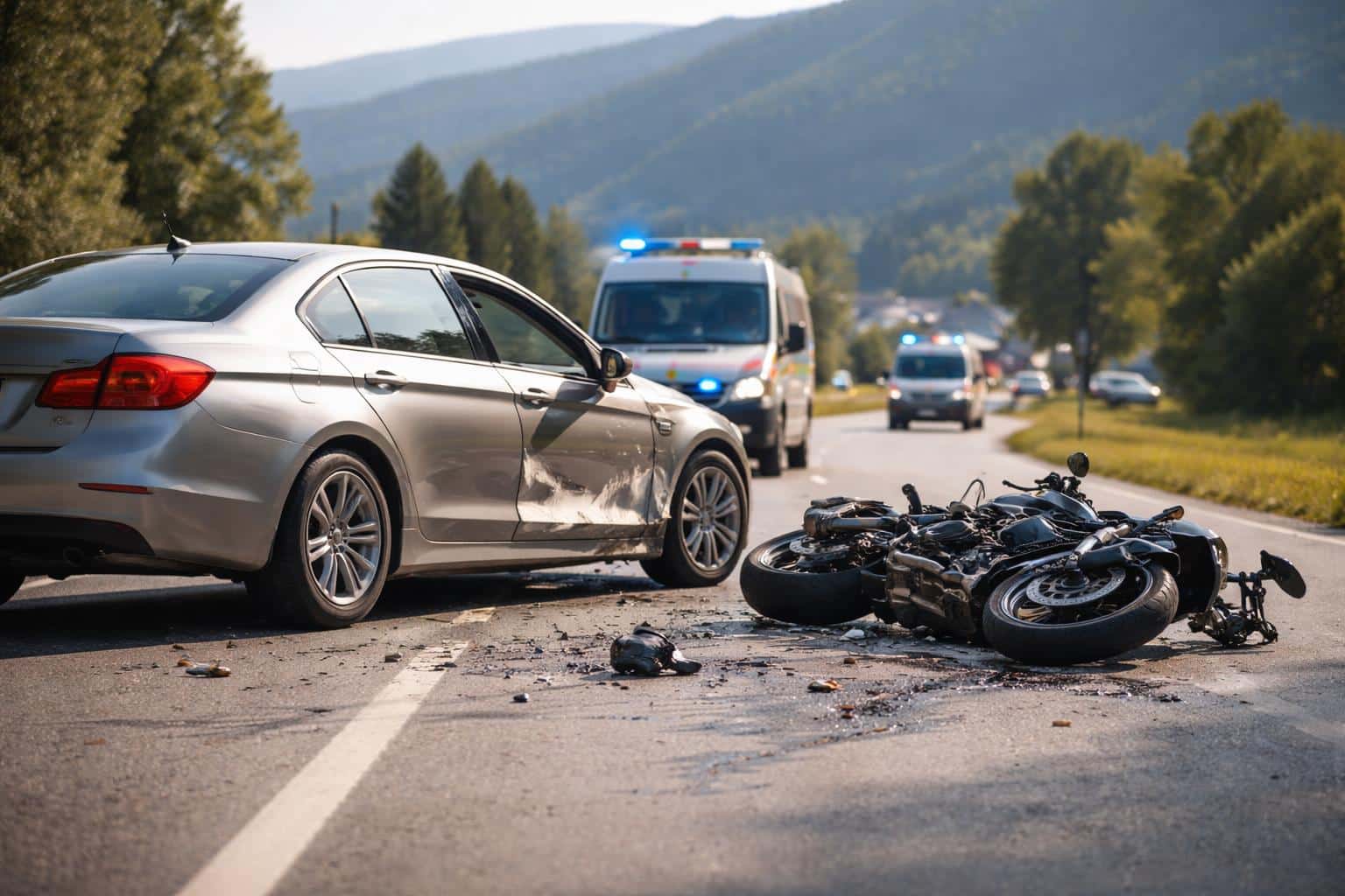 Pkw prallte beim Umdrehen gegen Motorrad
