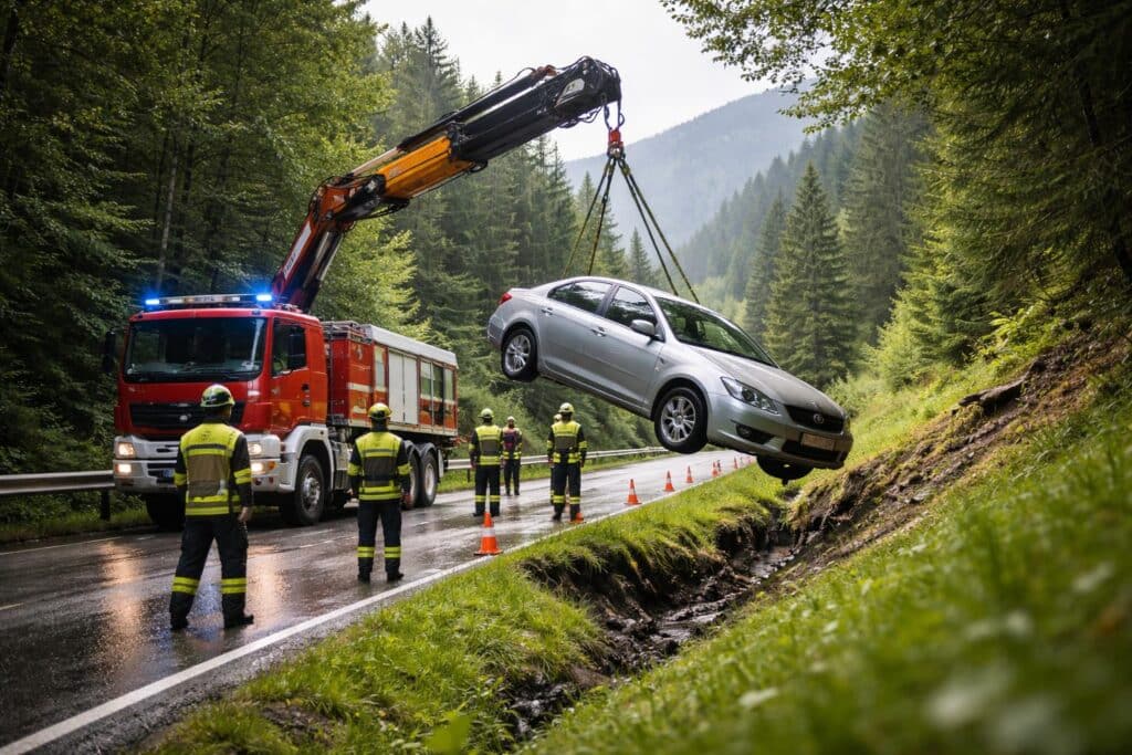 Auto aus Straßengraben geborgen