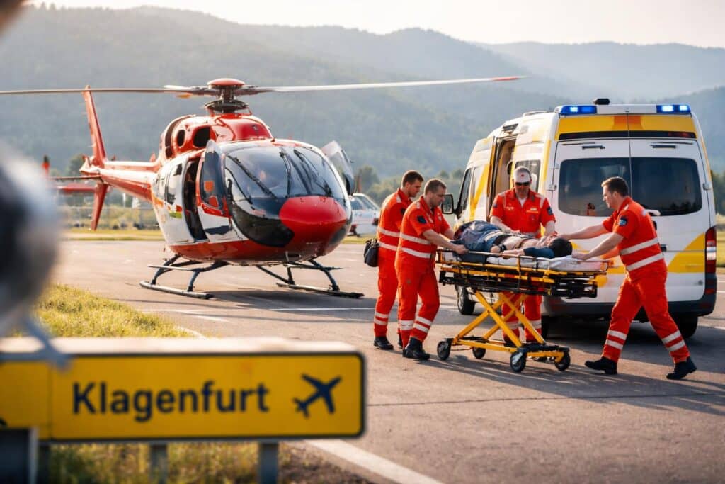 Schwer verletzter Kärntner aus dem Urlaub nach Klagenfurt geflogen