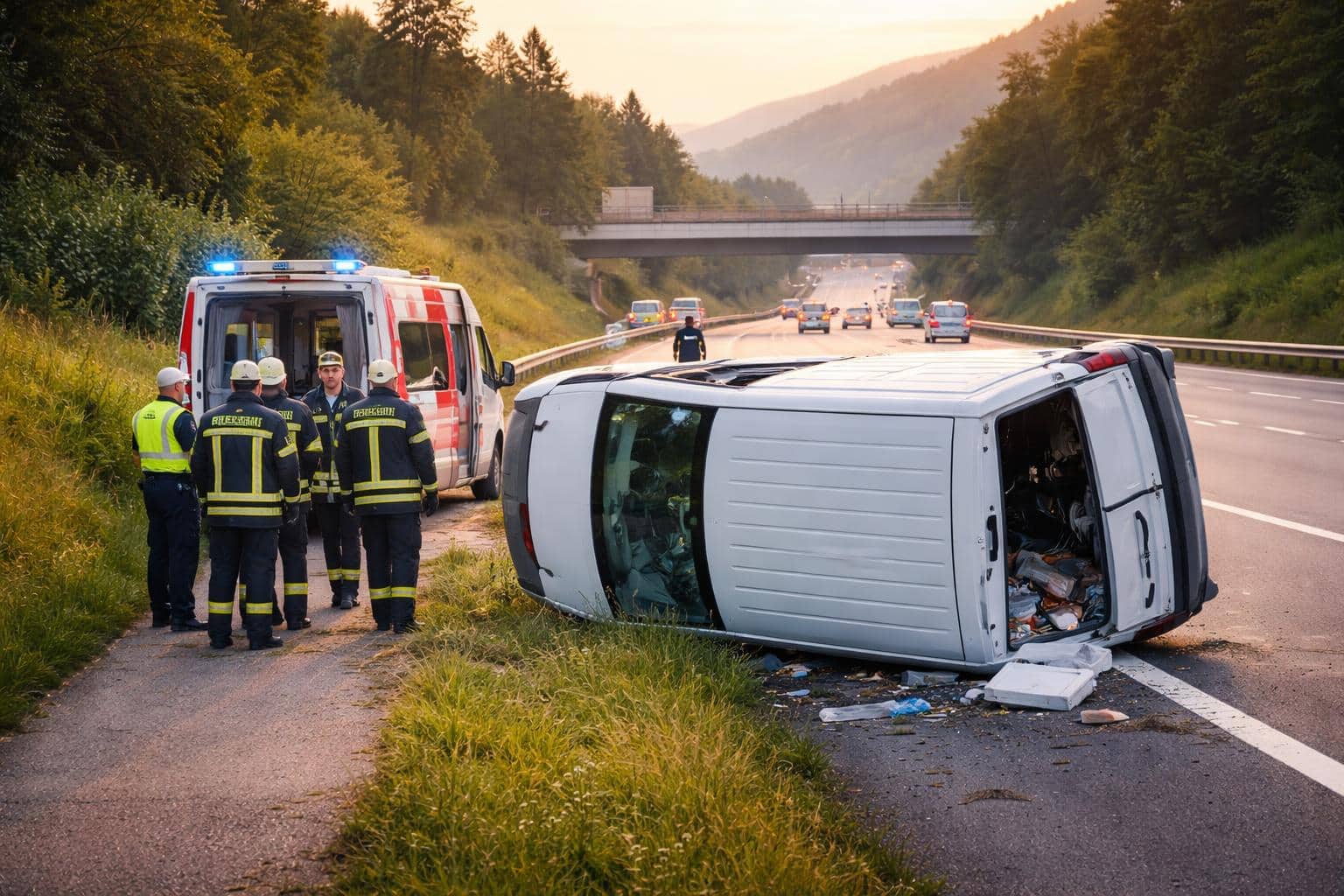 Klein-Lkw auf A2 umgekippt