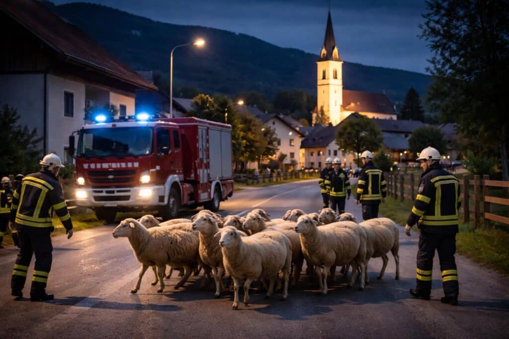 Schafe auf nächtlicher Ortstour